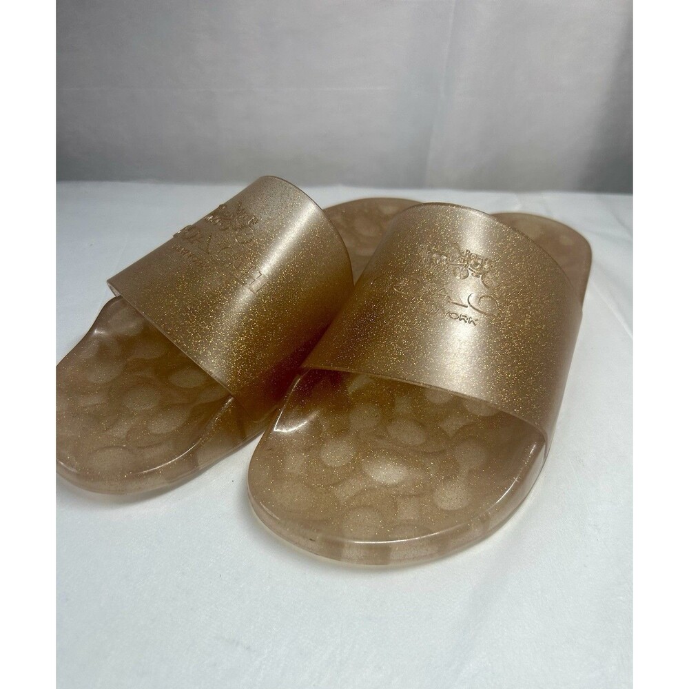 Coach Ulyssa Rubber Slide Dark Gold Glitter Size 11 B Women